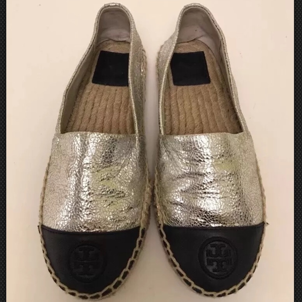 Tory Burch Metallic Color Block Espadrille Flats